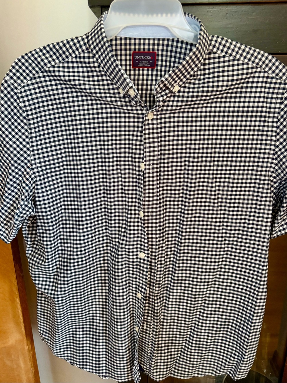 UNTUCKit Black & White Gingham Short-Sleeve Button-Down Shirt
